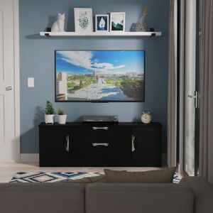 Ready Assembled 2 U Holborn 2 Door 2 Drawer Superwide TV Unit (Ready Assembled) in Black Black Ready Assembled 2 U Holborn 2 Door 2 Drawer Superwide TV Unit (Ready Assembled) in Black Black