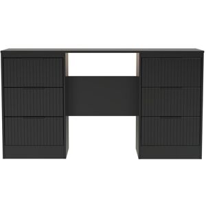 Ready Assembled 2 U Denver 6 Drawer Kneehole Desk (Ready Assembled) in True Black True Black Ready Assembled 2 U Denver 6 Drawer Kneehole Desk (Ready Assembled) in True Black True Black