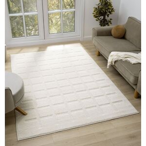 Desire Rugs Aya Living Room Area Rugs - Embossed Cubed Design in Cream Size: 60 cm x 220 cm Cream 60 cm x 220 cm Desire Rugs Aya Living Room Area Rugs - Embossed Cubed Design in Cream Size: 60 cm x 220 cm Cream 60 cm x 220 cm