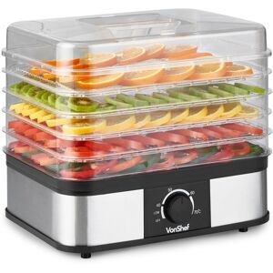 VonShef Temperature Controlled 5 Tier Food Dehydrator in Silver Silver VonShef Temperature Controlled 5 Tier Food Dehydrator in Silver Silver