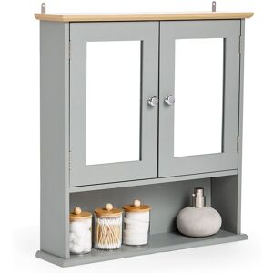 VonHaus 2 Door Bathroom Wall Mirror Cabinet in Grey Grey VonHaus 2 Door Bathroom Wall Mirror Cabinet in Grey Grey