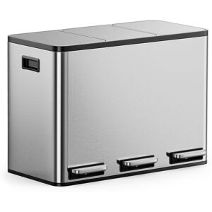 VonHaus 3 Compartment 45L Waste & Recycling Kitchen Bin (3 x 15L) in Metallic Silver Size: Medium Metallic Silver Medium VonHaus 3 Compartment 45L Waste & Recycling Kitchen Bin (3 x 15L) in Metallic Silver Size: Medium Metallic Silver Medium