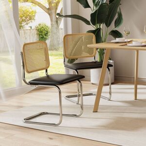 VonHaus Rattan Effect Cantilever Style with Padded Seat Dining Chairs Set in Black Size: 2 Pack Black 2 Pack VonHaus Rattan Effect Cantilever Style with Padded Seat Dining Chairs Set in Black Size: 2 Pack Black 2 Pack