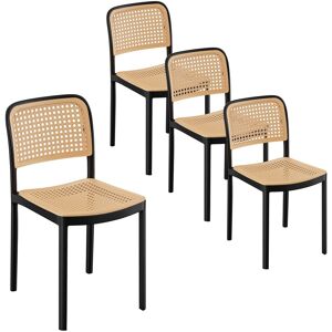 VonHaus Rattan Effect Stackable Set of 4 Plastic Dining Chairs in Black Size: 4 Pack Black 4 Pack VonHaus Rattan Effect Stackable Set of 4 Plastic Dining Chairs in Black Size: 4 Pack Black 4 Pack