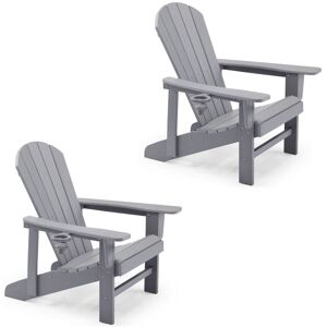 VonHaus Set of 2 Waterproof HDPE Garden Adirondack Chairs with Cup Holders in Grey Size: 2 Pack Grey 2 Pack VonHaus Set of 2 Waterproof HDPE Garden Adirondack Chairs with Cup Holders in Grey Size: 2 Pack Grey 2 Pack