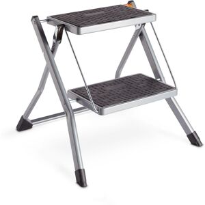 VonHaus Anti-Slip Easy to Store Foldable 2 Step Stool in Grey Grey VonHaus Anti-Slip Easy to Store Foldable 2 Step Stool in Grey Grey