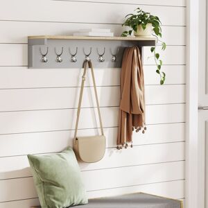 VonHaus Ash Hall Wall Mounted 7 Coat Hooks with Shelf in Grey Size: 1 Pack Grey 1 Pack VonHaus Ash Hall Wall Mounted 7 Coat Hooks with Shelf in Grey Size: 1 Pack Grey 1 Pack
