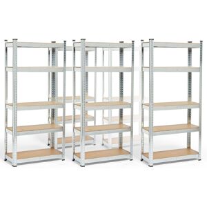 VonHaus Pack of 5 1.5m Garage Shelving Units in Silver Silver VonHaus Pack of 5 1.5m Garage Shelving Units in Silver Silver