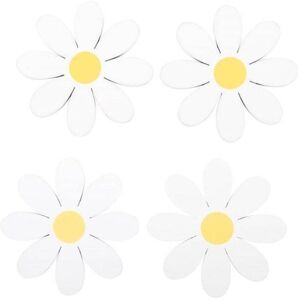 KDMD Set of 4 Daisy Shaped Coasters in White White KDMD Set of 4 Daisy Shaped Coasters in White White