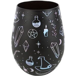 KDMD Crystal Witch Print Stemless Glass in Black Black KDMD Crystal Witch Print Stemless Glass in Black Black