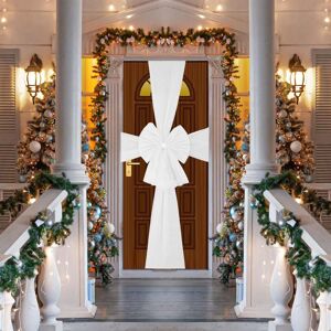 Shatchi Christmas Door Bow - 7.5m Diamante Giant Bow Door Cover - Front Door Decorations for Xmas Wedding, Baby Shower Outside Home Decor in White White Shatchi Christmas Door Bow - 7.5m Diamante Giant Bow Door Cover - Front Door Decorations for Xmas Wedding, Baby Shower Outside Home Decor in White White