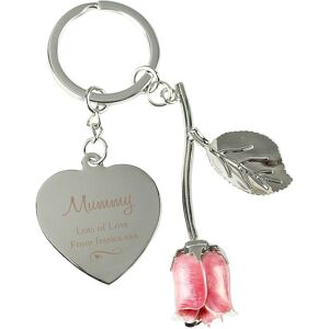 Personalised Memento Company Women's Personalised Silver Plated Swirls & Hearts Pink Rose Keyring in Metallic Silver Metallic Silver Personalised Memento Company Women's Personalised Silver Plated Swirls & Hearts Pink Rose Keyring in Metallic Silver Metallic Silver