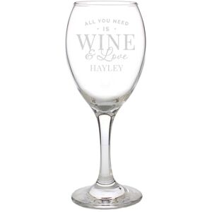 Personalised Memento Company Personalised 'All You Need is Wine' Wine Glass in Clear Clear Personalised Memento Company Personalised 'All You Need is Wine' Wine Glass in Clear Clear