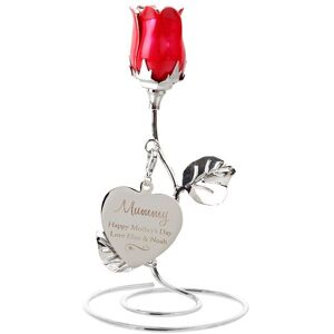 Personalised Memento Company Personalised Swirls & Hearts Red Rose Bud Ornament in Metallic Silver Metallic Silver Personalised Memento Company Personalised Swirls & Hearts Red Rose Bud Ornament in Metallic Silver Metallic Silver