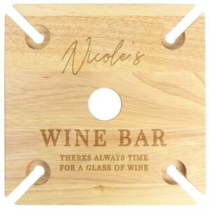 Personalised Memento Company Personalised Free Text Four Wine Glass Holder & Bottle Holder in Light Brown Light Brown Personalised Memento Company Personalised Free Text Four Wine Glass Holder & Bottle Holder in Light Brown Light Brown