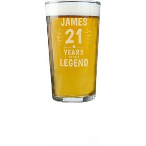 Personalised Memento Company Men's Personalised Years of This Legend Birthday Pint Glass in Clear Clear Personalised Memento Company Men's Personalised Years of This Legend Birthday Pint Glass in Clear Clear
