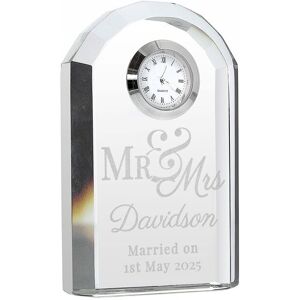Personalised Memento Company Personalised Mr & Mrs Crystal Clock in Clear Clear Personalised Memento Company Personalised Mr & Mrs Crystal Clock in Clear Clear