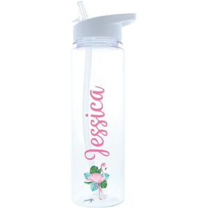 Personalised Memento Company Women's Personalised Flamingo Water Bottle in Clear Clear Personalised Memento Company Women's Personalised Flamingo Water Bottle in Clear Clear