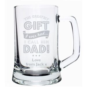 Personalised Memento Company Men's Personalised Greatest Dad Glass Pint Stern Tankard in Clear Clear Personalised Memento Company Men's Personalised Greatest Dad Glass Pint Stern Tankard in Clear Clear