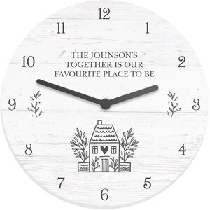 Personalised Memento Company Personalised HOME Shabby Chic Wooden Clock in White White Personalised Memento Company Personalised HOME Shabby Chic Wooden Clock in White White