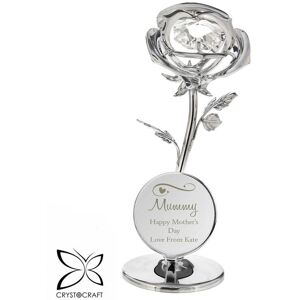 Personalised Memento Company Women's Crystocraft Rose Ornament in Metallic Silver Metallic Silver Personalised Memento Company Women's Crystocraft Rose Ornament in Metallic Silver Metallic Silver