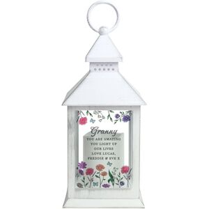 Personalised Memento Company Women's Personalised Wild Flowers LED Lantern in White White Personalised Memento Company Women's Personalised Wild Flowers LED Lantern in White White
