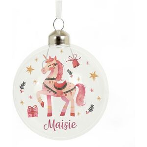Personalised Memento Company Women's Personalised Unicorn Christmas Glass Bauble in Clear Clear Personalised Memento Company Women's Personalised Unicorn Christmas Glass Bauble in Clear Clear