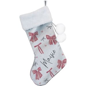 Personalised Memento Company Women's Personalised Pink Bow Christmas Stocking in Grey Grey Personalised Memento Company Women's Personalised Pink Bow Christmas Stocking in Grey Grey