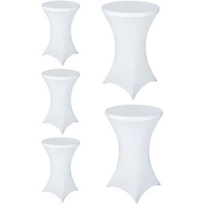 Neel Blue Cocktail Spandex Tablecloth High Top Round Table Cover, 32" x 43", 5pcs in White White Neel Blue Cocktail Spandex Tablecloth High Top Round Table Cover, 32" x 43", 5pcs in White White