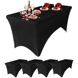 Neel Blue 6FT Rectangle Patio Tablecloth Elastic Spandex Table Cover, Pack of 5 in Black Black Neel Blue 6FT Rectangle Patio Tablecloth Elastic Spandex Table Cover, Pack of 5 in Black Black