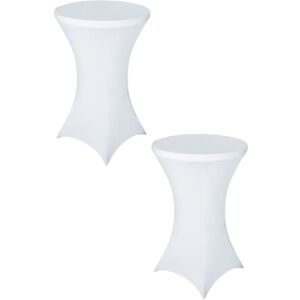 Neel Blue Cocktail Spandex Tablecloth High Top Round Table Cover, 32" x 43", 2pcs in White White Neel Blue Cocktail Spandex Tablecloth High Top Round Table Cover, 32" x 43", 2pcs in White White