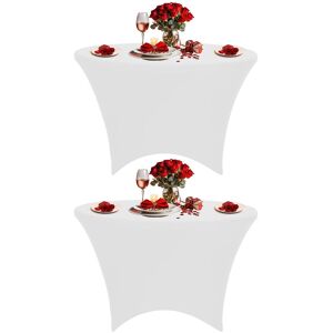 Neel Blue 5FT Round Patio Tablecloth Elastic Spandex Table Cover, Pack of 2 in White White Neel Blue 5FT Round Patio Tablecloth Elastic Spandex Table Cover, Pack of 2 in White White