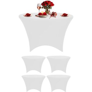 Neel Blue 5FT Round Patio Tablecloth Elastic Spandex Table Cover, Pack of 5 in White White Neel Blue 5FT Round Patio Tablecloth Elastic Spandex Table Cover, Pack of 5 in White White