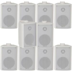 Loops 10x 60W 2 Way White Wall Mounted Stereo Speakers 3" 8Ohm Mini Background Music White Loops 10x 60W 2 Way White Wall Mounted Stereo Speakers 3" 8Ohm Mini Background Music White