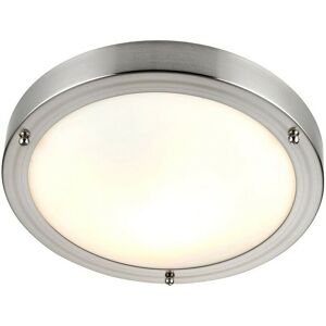Loops IP44 Outdoor Dimmable Bulkhead Light Satin Nickel Bathroom Flush Ceiling Lamp - Bulkhead Light Loops IP44 Outdoor Dimmable Bulkhead Light Satin Nickel Bathroom Flush Ceiling Lamp - Bulkhead Light