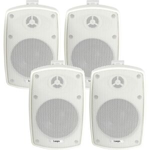 Loops 4x 8" 160W White Outdoor Rated Speakers 8 OHM Weatherproof Wall Mounted HiFi White Loops 4x 8" 160W White Outdoor Rated Speakers 8 OHM Weatherproof Wall Mounted HiFi White