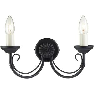 Loops Twin Wall Light Gothic Style Wire Bound Arm Ivory Candle Tube Black LED E14 60W Black Loops Twin Wall Light Gothic Style Wire Bound Arm Ivory Candle Tube Black LED E14 60W Black