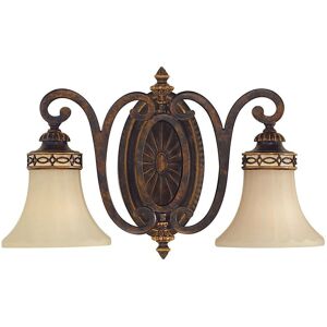 Loops Twin Wall Light Detailed Back Plate Glass Shades Walnut Finish LED E27 100W in Clear Clear Loops Twin Wall Light Detailed Back Plate Glass Shades Walnut Finish LED E27 100W in Clear Clear