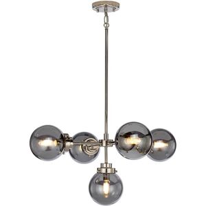 Loops 5 Bulb Chandelier LIght Highly Polished Nickel LED E14 8W LED in Metallics Metallics Loops 5 Bulb Chandelier LIght Highly Polished Nickel LED E14 8W LED in Metallics Metallics