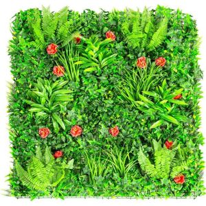 Primrose Artificial Mixed Plants Red Rose Green Wall Hedge 32 Panels 1m x 1m in None None Primrose Artificial Mixed Plants Red Rose Green Wall Hedge 32 Panels 1m x 1m in None None