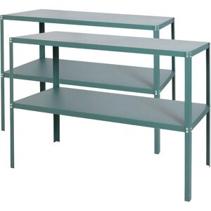 Primrose X2 Traditional 2 Tier Greenhouse Staging Shelf Workbench in Green 119cm Green Primrose X2 Traditional 2 Tier Greenhouse Staging Shelf Workbench in Green 119cm Green