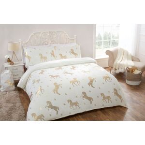 Smart Living Luxury Fleece Unicorn Foil Duvet Cover with Pillowcase in Ivory Size: Single Ivory Single Smart Living Luxury Fleece Unicorn Foil Duvet Cover with Pillowcase in Ivory Size: Single Ivory Single