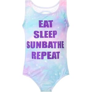 Harry Bear Girl's Eat Sleep Sunbathe Swimsuit in Purple Size: 9-10 Years Purple 9-10 Years Harry Bear Girl's Eat Sleep Sunbathe Swimsuit in Purple Size: 9-10 Years Purple 9-10 Years