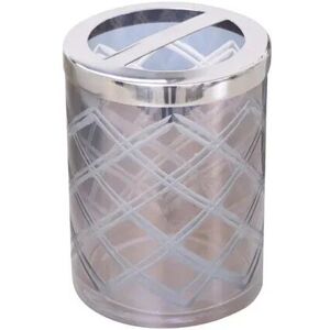 Melody Maison Smoked Patterned Glass Toothbrush Holder With Silver Rim in Grey Grey Melody Maison Smoked Patterned Glass Toothbrush Holder With Silver Rim in Grey Grey