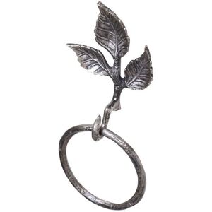 Melody Maison Antique Silver Leaf Detail Textured Towel Ring Holder Silver Melody Maison Antique Silver Leaf Detail Textured Towel Ring Holder Silver