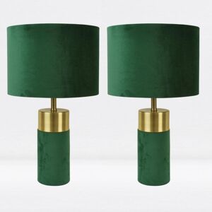 First Choice Lighting Set of 2 Green Velour Velvet Table Lamps Green First Choice Lighting Set of 2 Green Velour Velvet Table Lamps Green