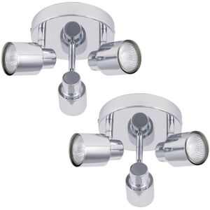 First Choice Lighting Pair of Chrome 3 Light IP44 Bathroom Round Spotlight Plates in Silver Silver First Choice Lighting Pair of Chrome 3 Light IP44 Bathroom Round Spotlight Plates in Silver Silver