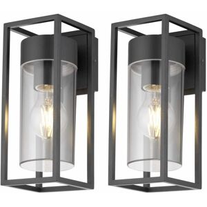 First Choice Lighting Set of 2 Hale - Black with Clear PC IP44 Outdoor Wall Lights Black First Choice Lighting Set of 2 Hale - Black with Clear PC IP44 Outdoor Wall Lights Black