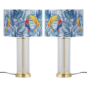 First Choice Lighting Set of 2 Aura - Satin Brass Lamps with Parrot Velvet Shades in Gold Gold First Choice Lighting Set of 2 Aura - Satin Brass Lamps with Parrot Velvet Shades in Gold Gold