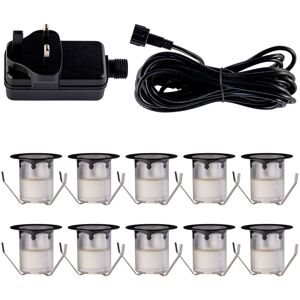First Choice Lighting Set of 10 - 30mm Black IP67 Cool White LED Decking Kit Black First Choice Lighting Set of 10 - 30mm Black IP67 Cool White LED Decking Kit Black